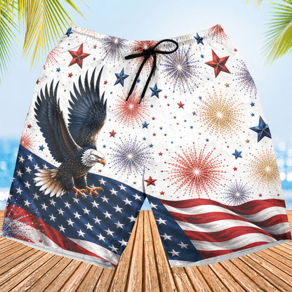USA 250 Years of Freedom Beach Shorts, Patriotic Eagle Flag 1776-2026 Hawaiian Beach Shorts 685166
