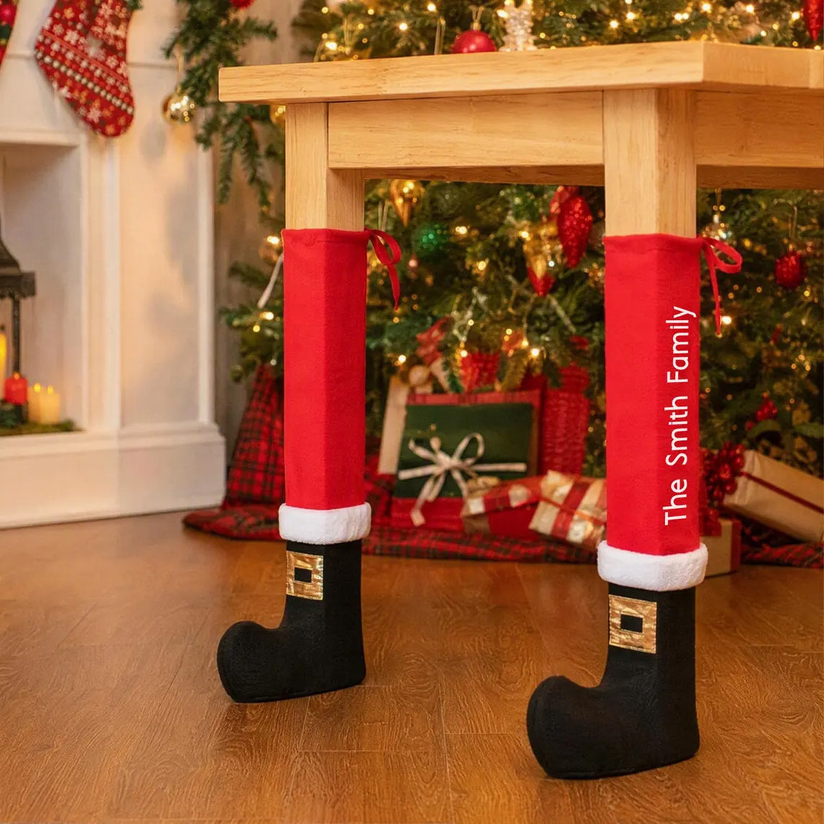 Personalized Christmas Table Leg Covers, Santa Boots Chair Leg Decor, Farmhouse Holiday Home Decor 686236 WFD