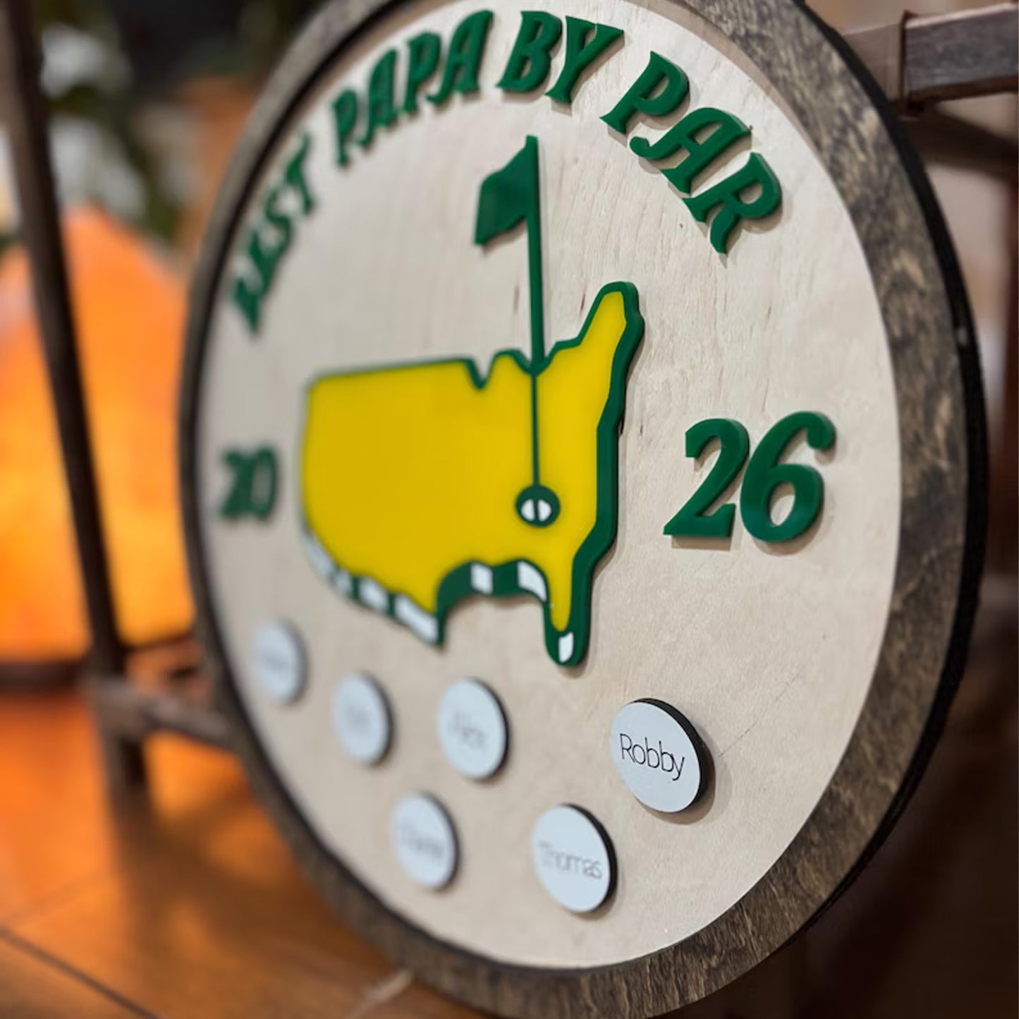 Personalized Best Dad By Par 2 Layers Wooden Plaque, Custom Golf Ball Wooden Plaque, Father’s Day Gift 684992