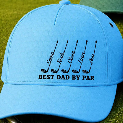 Best Dad By Par Hat, Personalized Golf Cap, Custom Kids Names Golf Gift For Dad, Father's Day Gift 685127