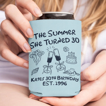 Personalized The Summer I Turned Birthday Can Cooler, Custom 30th 40th 50th Birthday Can Sleeve 685382