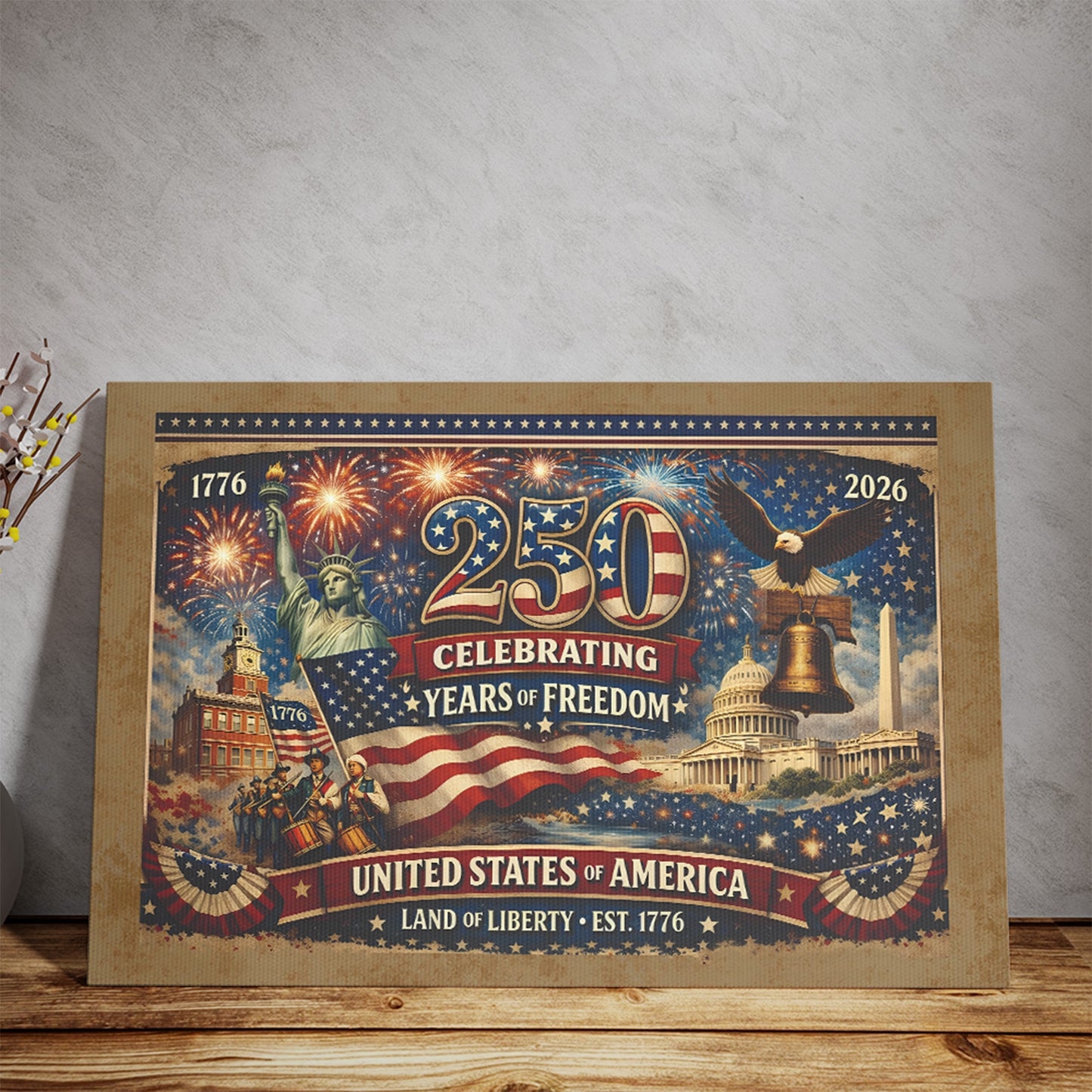 250 Years of Freedom Canvas | USA Land of Liberty 1776 Canvas | Patriotic 4th of July Canvas 684224