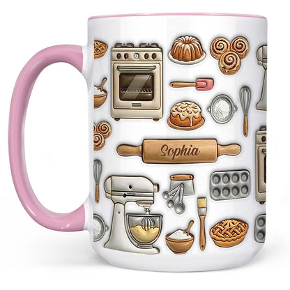 Custom Name Baking Mug | Personalized Baker White Mug Accent Mug | Mother’s Day Gift 684344