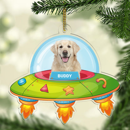 Personalized Dog Photo UFO Rocket Acrylic Ornament | Custom Dog Cat Christmas Ornament 683505