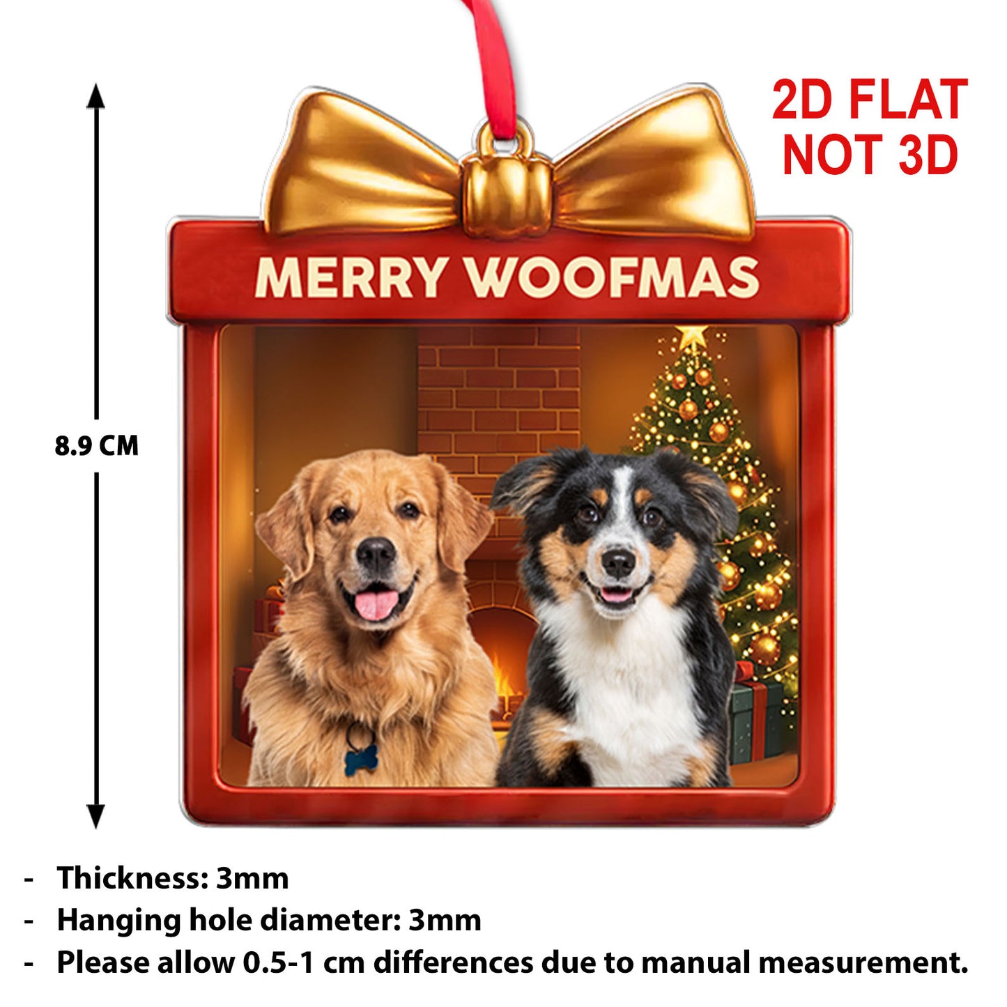 Custom Dog Photo Upload Gift Acrylic Ornament | Personalized Pet Photo Christmas Ornament 683460