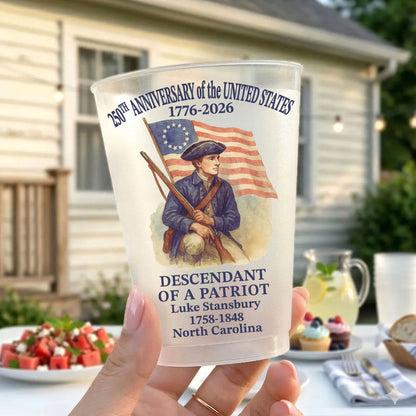 Personalized 250 Years of America Frosted Cups, Custom Name Descendant of a Patriot  Party Cups 684883
