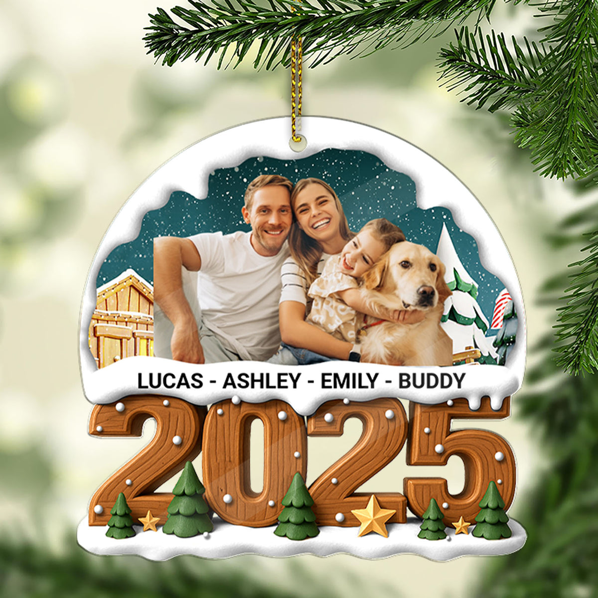Christmas Photo Upload Family Acrylic Ornament 2025 | Personalized Custom Family Ornament 683450