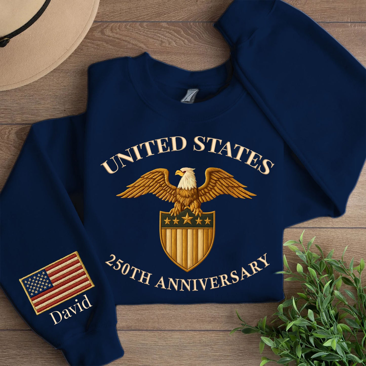 United States 250 Years Anniversary Sweatshirt | Patriotic 1776–2026 Right Sleeve Print Sweater 683326