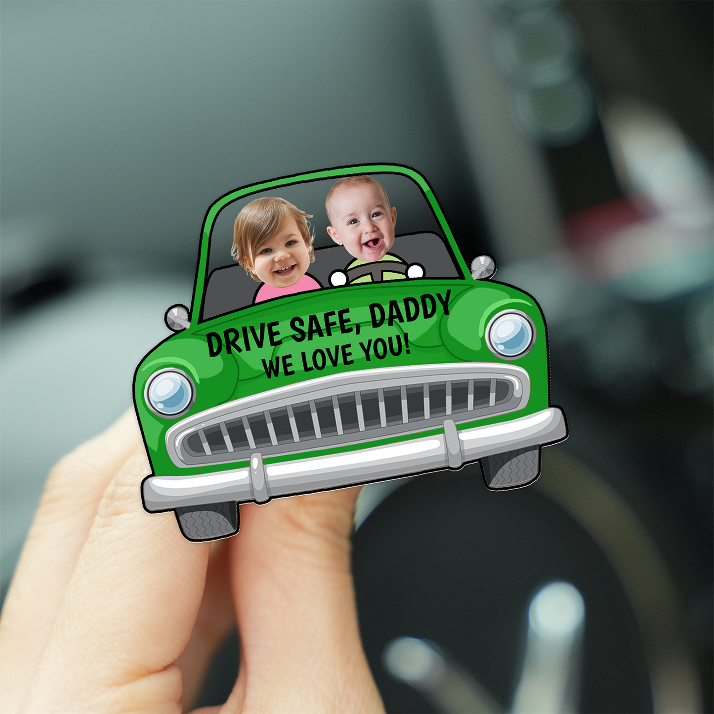 Personalized Baby Face Car Visor Clip, Custom Kid Photo Drive Safe Daddy Visor Clip, Father's Day Gift 685047