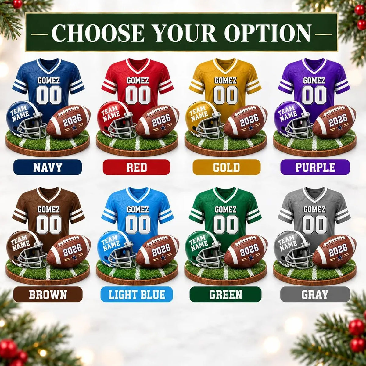 Personalized American Football Acrylic Ornament, Custom Name Number Team Christmas Ornament Gift 686395