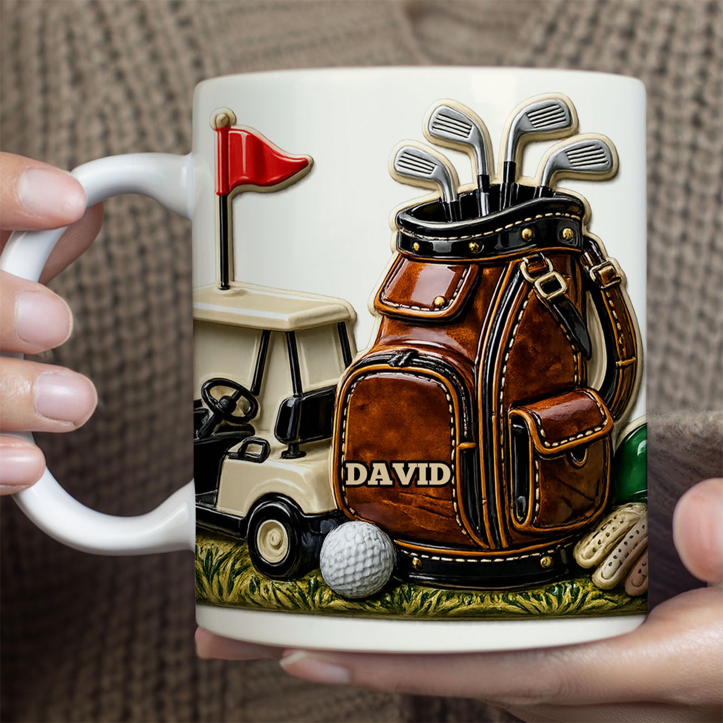 Personalized Golf Coffee Mug, Custom Name Ceramic Mug for Golfer, Father’s Day Gift for Dad Grandpa 684997
