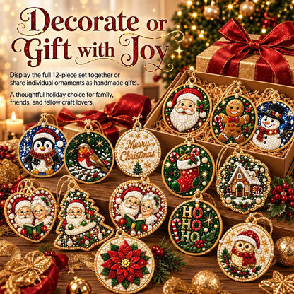12PCS DIY Christmas Ornaments, Pearl Diamond Art Kits for Adults, Holiday Craft Christmas Tree Decor 686437 WFD