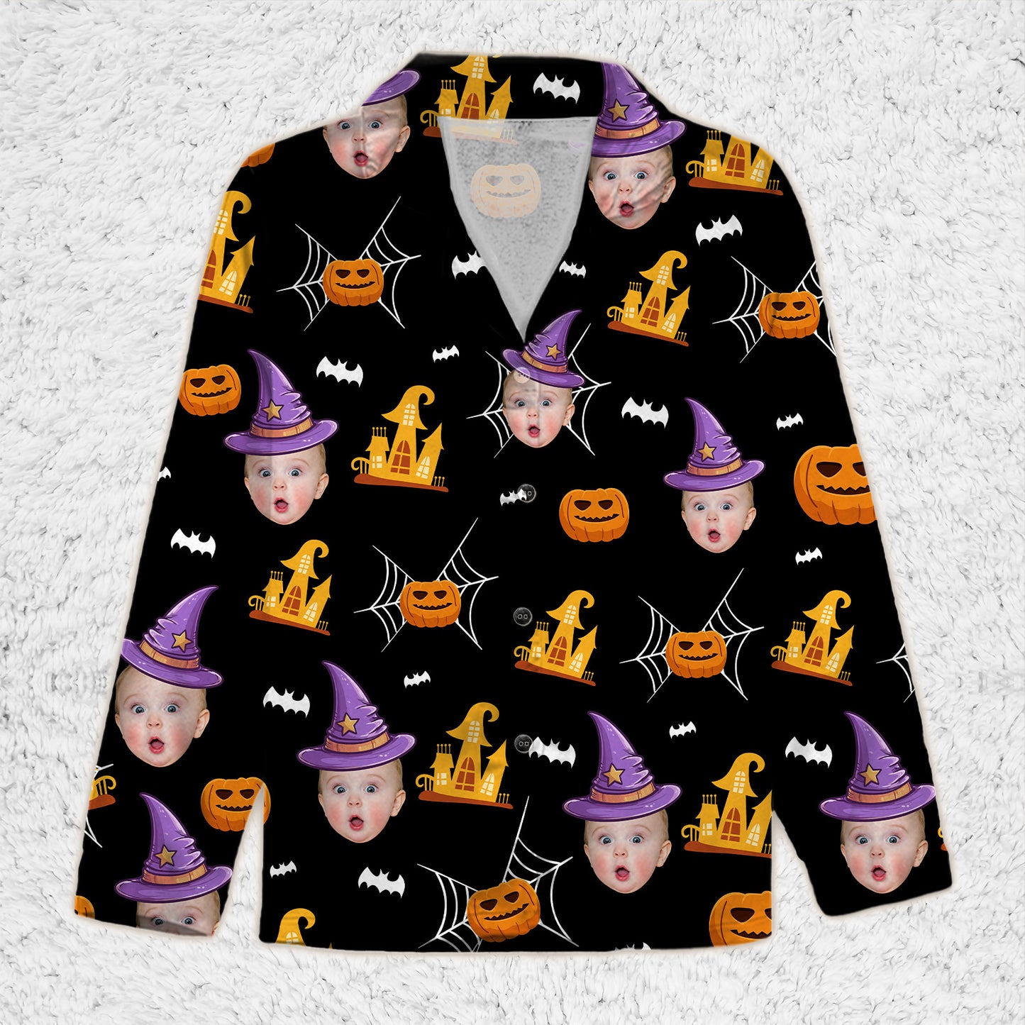 Custom Face Photo Halloween Pajama Set, Personalized Witch Pumpkin Pajamas, Spooky Family PJs 685993