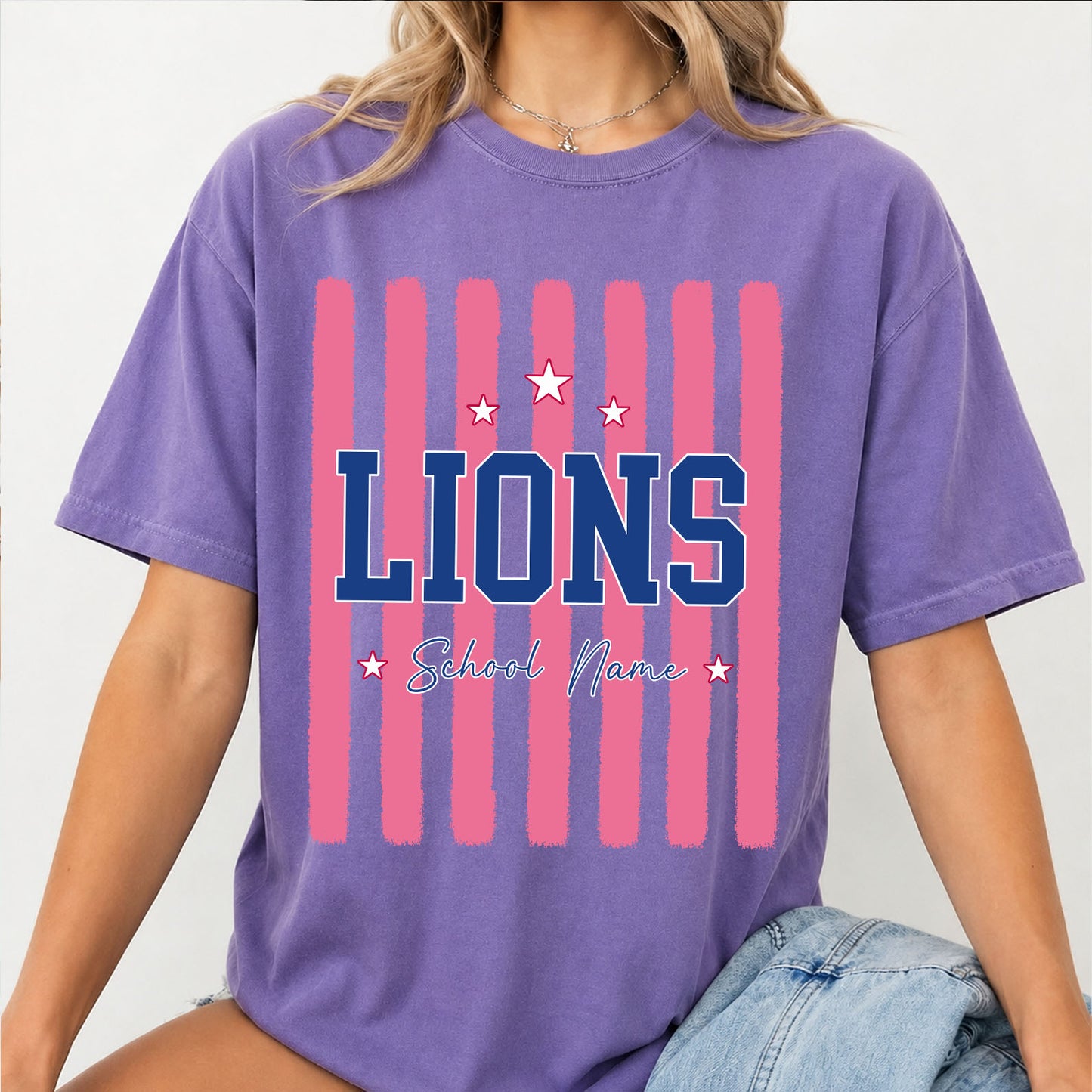Custom Mascot Striped Comfort Colors Shirt, Personalized School Spirit Tee, Back to School Teacher Shirt 685486