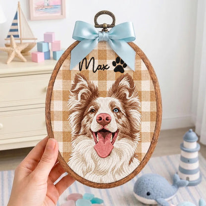 Personalized Pet Portrait Embroidery Hoop, Custom Dog Cat Photo Ornament, Pet Memorial Keepsake Gift 686963 WFD