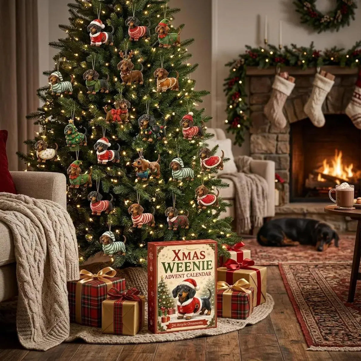 2D Dachshund Christmas Advent Calendar 2026, 24-Day Wiener Dog Countdown, Dog Lover Christmas Gift 686316 WFD