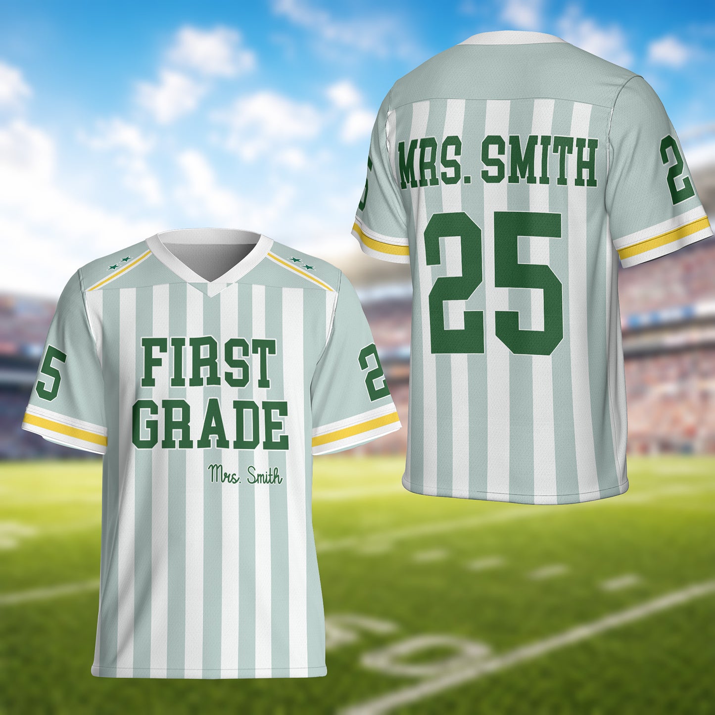 Personalized Teacher Football Jersey Shirt, Custom Grade Level Name & Number Jersey, Back to School Teacher Gift 685656