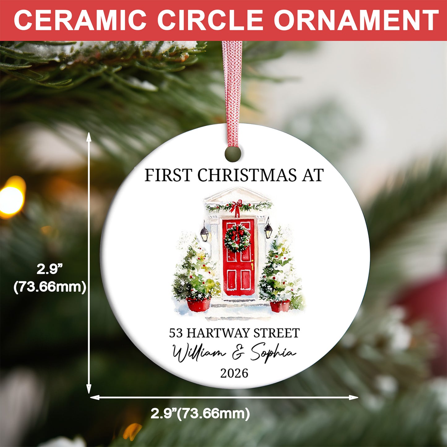 Personalized First Christmas New Home Ceramic Ornament, Custom Couple New House Christmas Keepsake Gift 685859