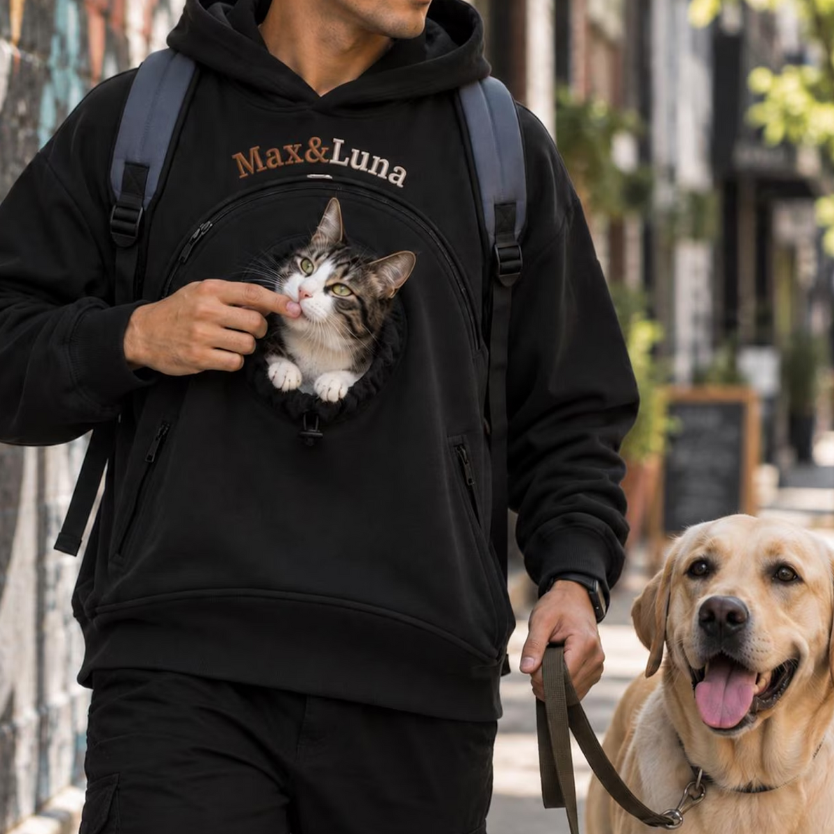 Personalized Pet Carrier Hoodie, Custom Embroidered Name Dog Cat Carrier Hoodie, Pet Lover Gift 686573 WFD