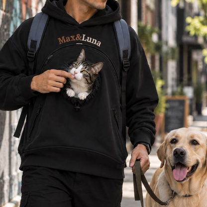 Personalized Pet Carrier Hoodie, Custom Embroidered Name Dog Cat Carrier Hoodie, Pet Lover Gift 686573 WFD