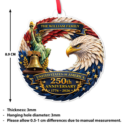Personalized USA 250 Years Acrylic Ornament, Custom Name Eagle Liberty Christmas Decor 685758