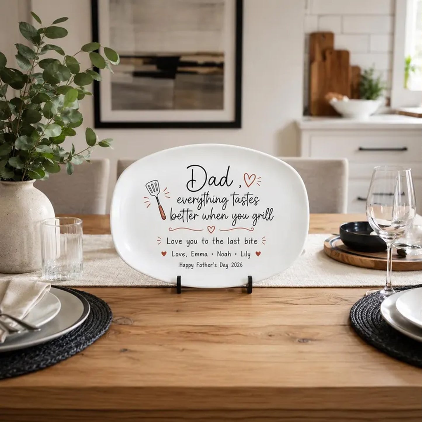 Personalized Dad Grilling Plate, BBQ Serving Plate, Father’s Day Gift, Custom Grilling Platter For Dad 685126