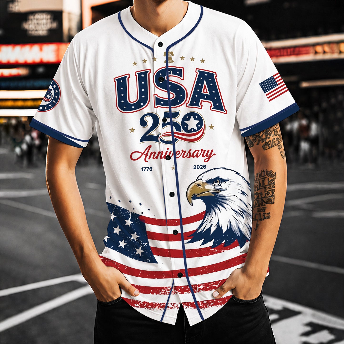 Personalized USA 250 Years Baseball Jersey Shirt, Custom America 1776-2026 Patriotic 4th of July Shirt 685167