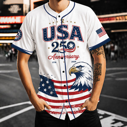 Personalized USA 250 Years Baseball Jersey Shirt, Custom America 1776-2026 Patriotic 4th of July Shirt 685167