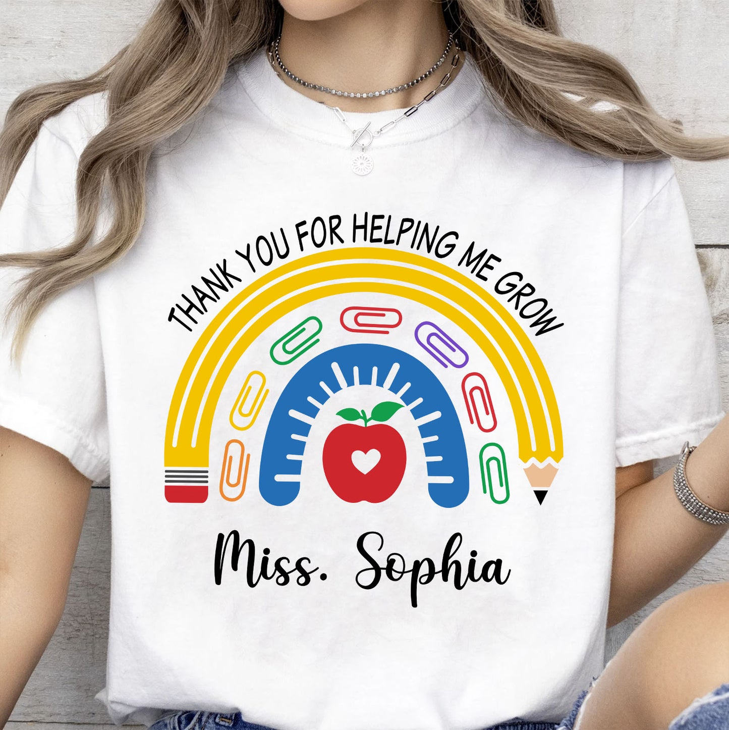 Personalized Thank You for Helping Me Grow Shirt, Custom Teacher Appreciation Tee, Back to School Teacher Gift 685498