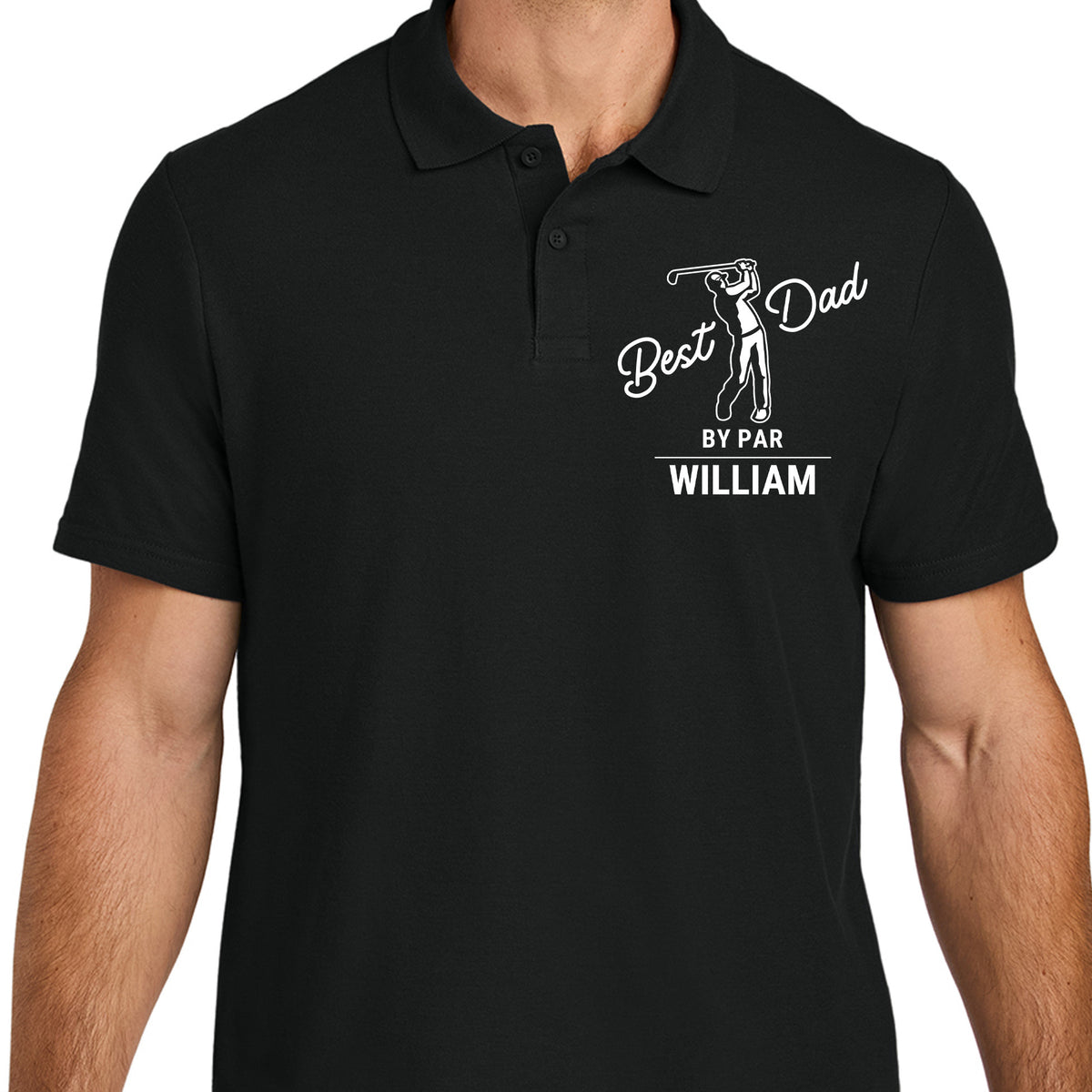 Personalized Best Dad by Par Shirt, Dad Golf Shirt, Custom Name Golf Polo Shirt, Gift for Golf Lovers 683989