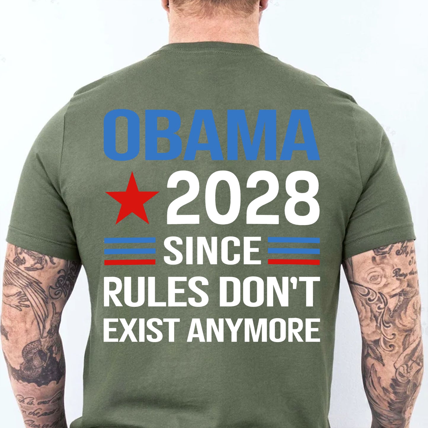 Obama 2028 Since Rules Don't Exist Anymore Backside Shirt, Funny Anti Trump Political T-Shirt 686023