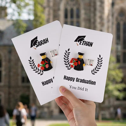 Personalized Graduate Card Keychain Set, Custom 3D Mini Figure Graduation Gift for Classmates 685030