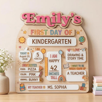 Personalized First Day of School Sign, Custom Back to School Board, Preschool Kindergarten Photo Prop 685371