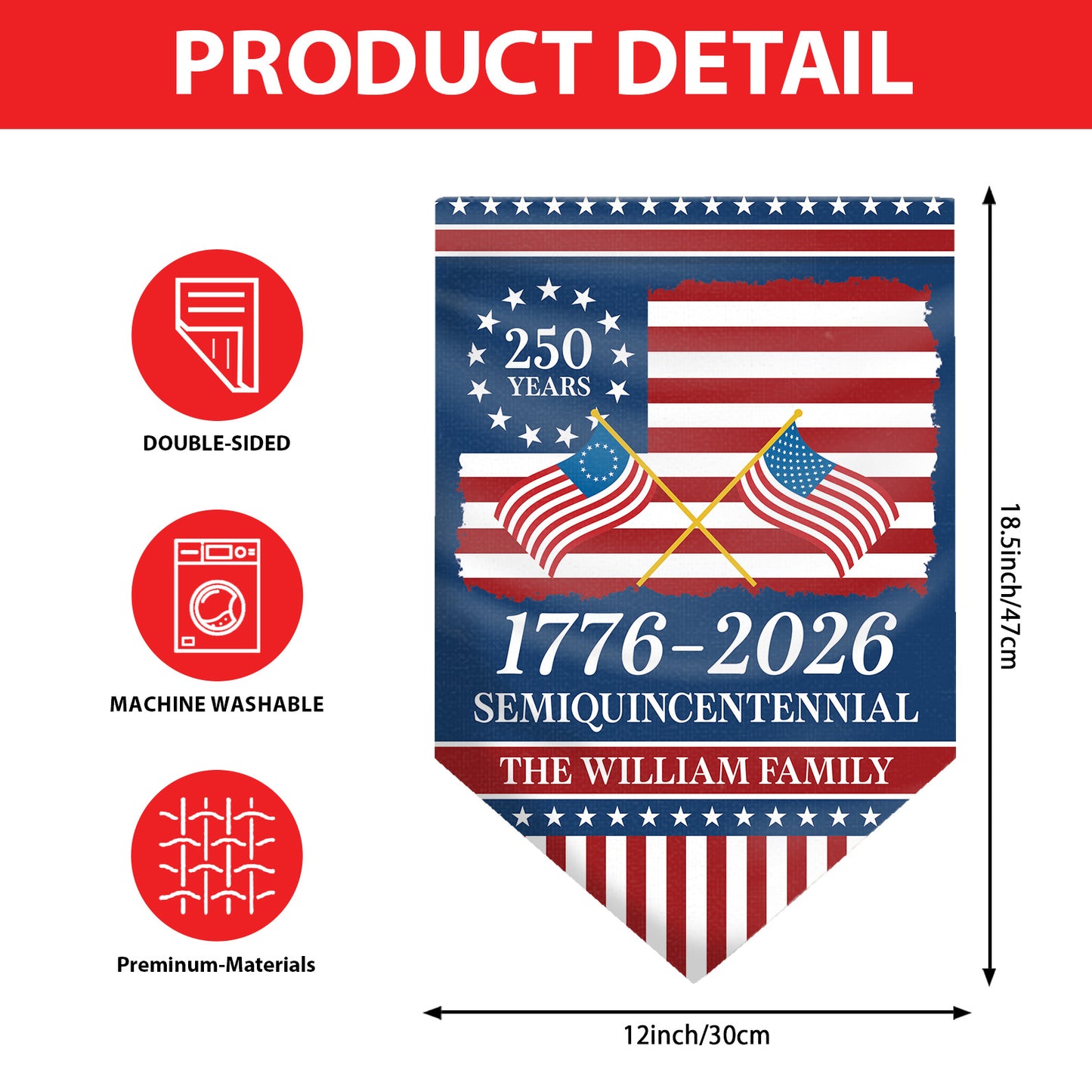 Personalized 250 Years USA 1776–2026 Garden Flag | Patriotic 4th of July Triangular Flag 684602