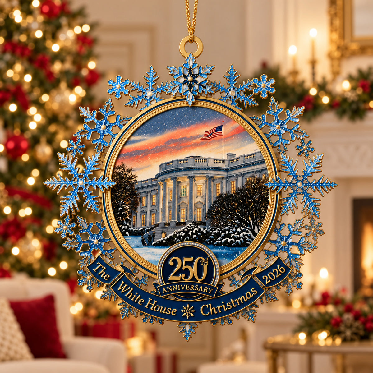 White House 250 Years Anniversary Metal Ornament, USA 250 Years 2026 Commemorative Keepsake 686614 WFD