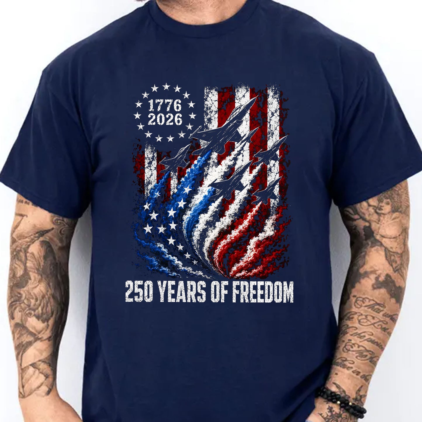 250 Years of Freedom Fighter Jet Shirt, Patriotic 1776-2026 USA Independence Day 4th of July Tee 685432