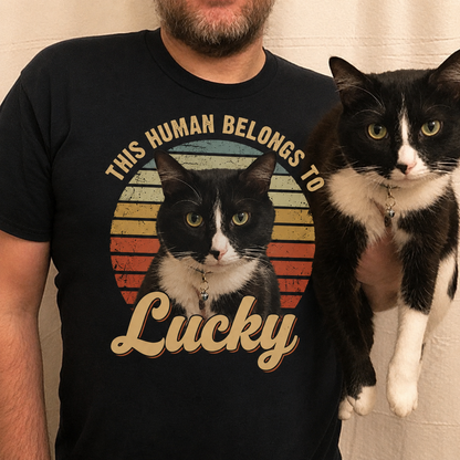 Custom Photo This Human Belongs To Dog Shirt, Personalized Pet Owner T-Shirt, Custom Dog Cat Lover Gift Tee 685479
