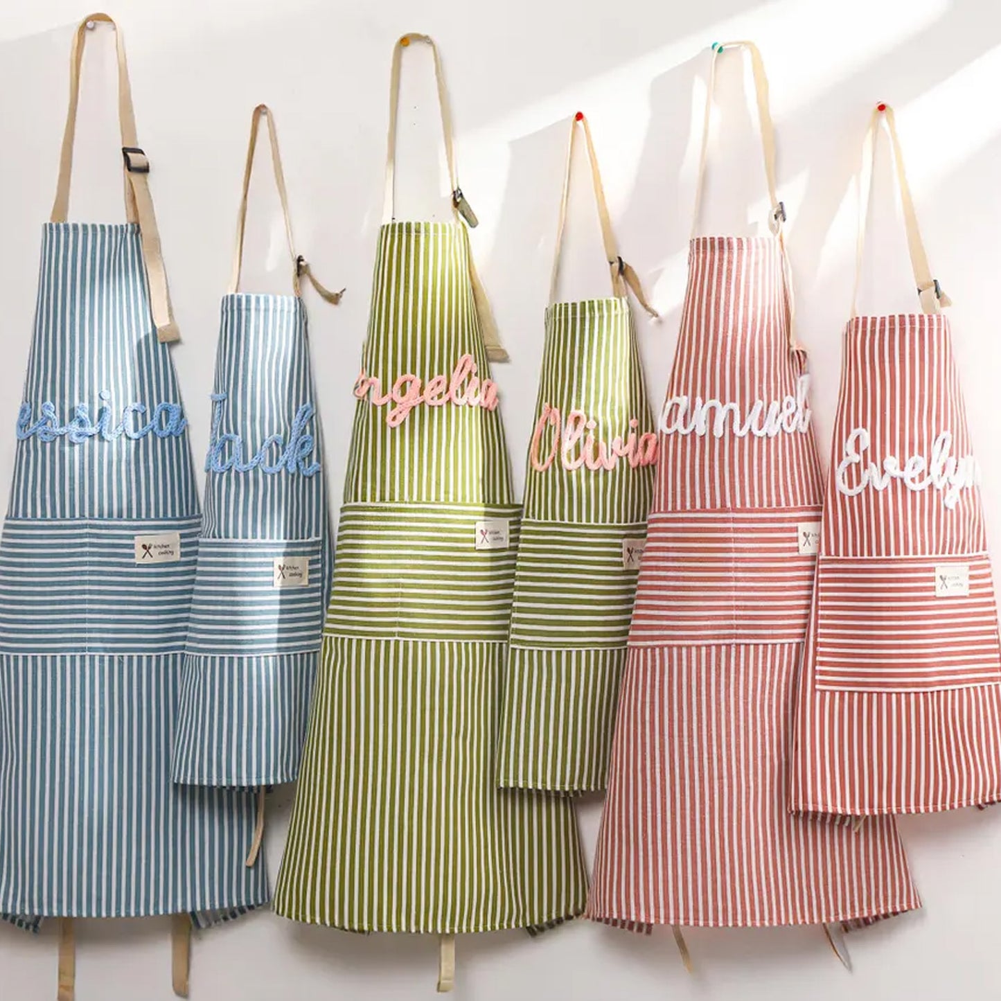 Personalized Striped Kitchen Apron with Pocket, Custom Name Cooking Apron, Chef Gift, Housewarming Gift 685574 WFD
