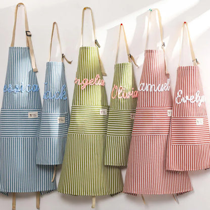 Personalized Striped Kitchen Apron with Pocket, Custom Name Cooking Apron, Chef Gift, Housewarming Gift 685574 WFD