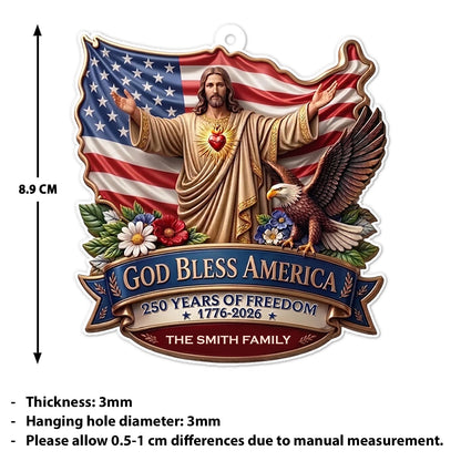 Personalized 250th Anniversary USA Acrylic Ornament, God Bless America Patriotic Christmas Decor 685881