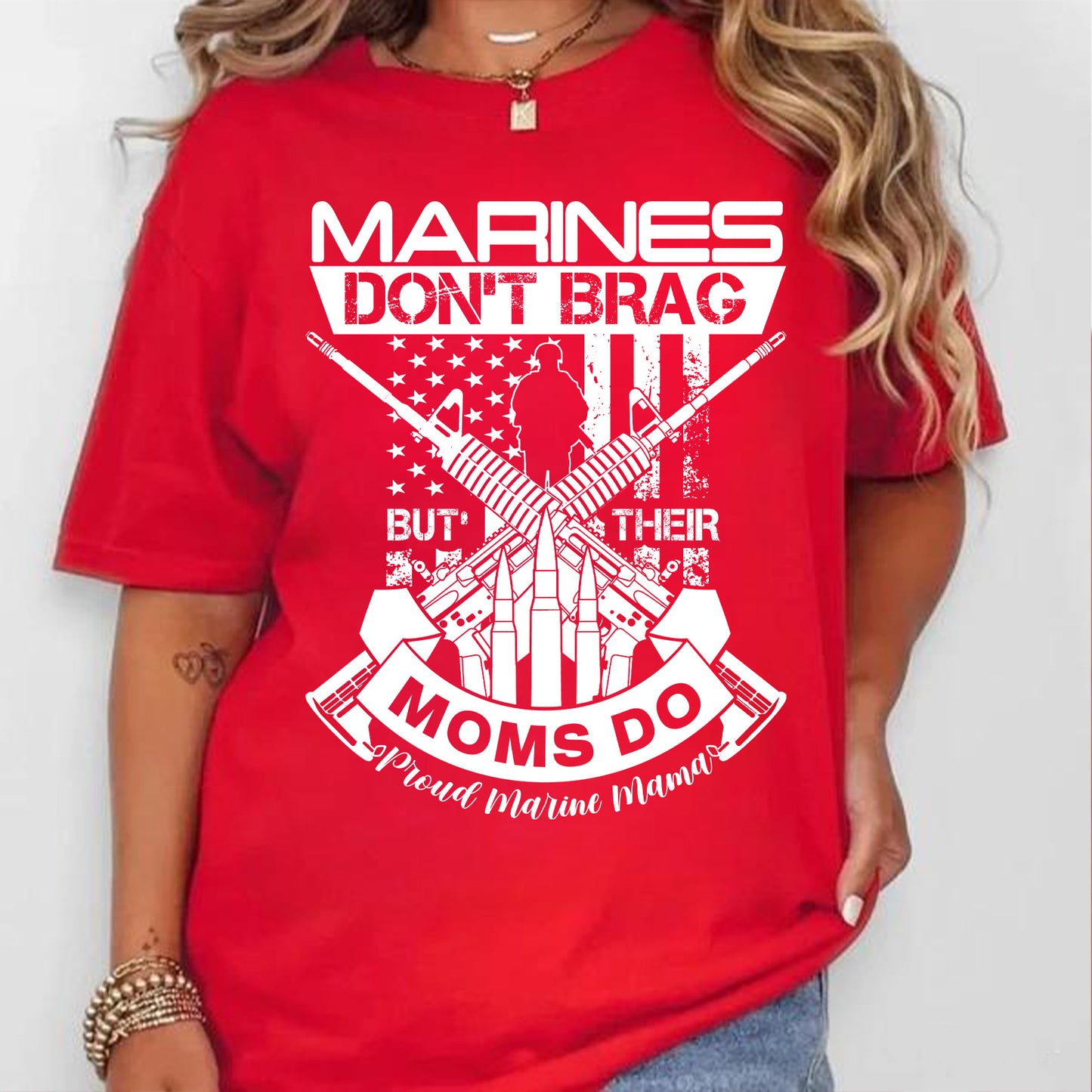 Proud Marine Mama Shirt | Marines Don’t Brag But Their Moms Do T-Shirt | Military Family US Marine Mom Tee 683343