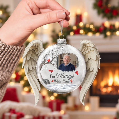 Personalized Memorial Glass Flat Ball Ornament, I'm Always With You Custom Photo Christmas Ornament 686623 WFD