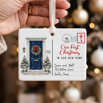 First Christmas in Our New Home Ceramic Ornament 2026, Personalized Name & Address Christmas Ornament 686777 WFD