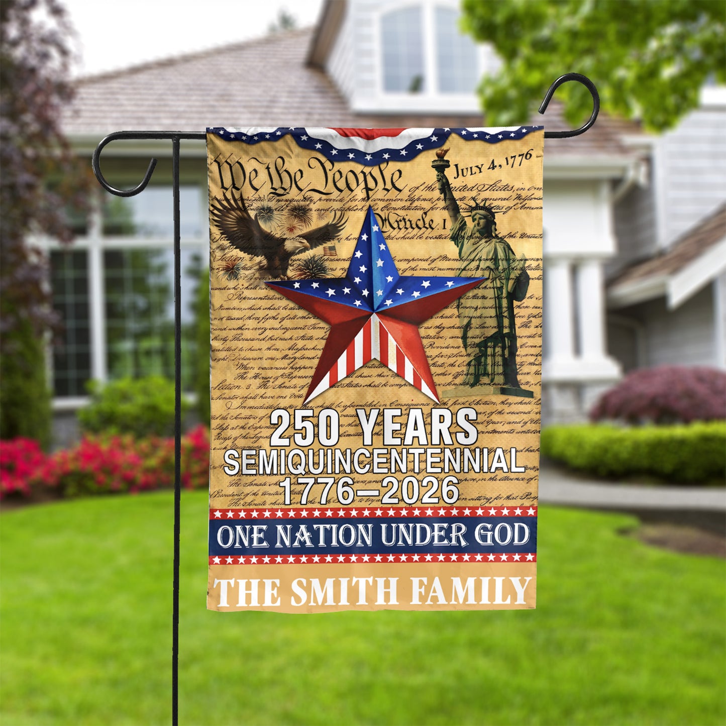 Custom Name 250 Years 1776–2026 Garden Flag | Patriotic We the People One Nation Under God Garden Flag 684369