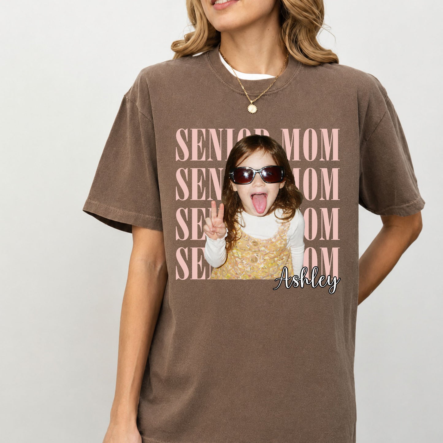 Personalized Senior Mom Comfort Colors Shirt, Custom Photo Class of 2027 Graduation Tee, Proud Mom Gift 685602