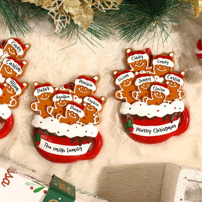 Personalized Family Gingerbread 3D Relief White Acrylic Ornament, Custom Names Christmas Gift 685946 WFD