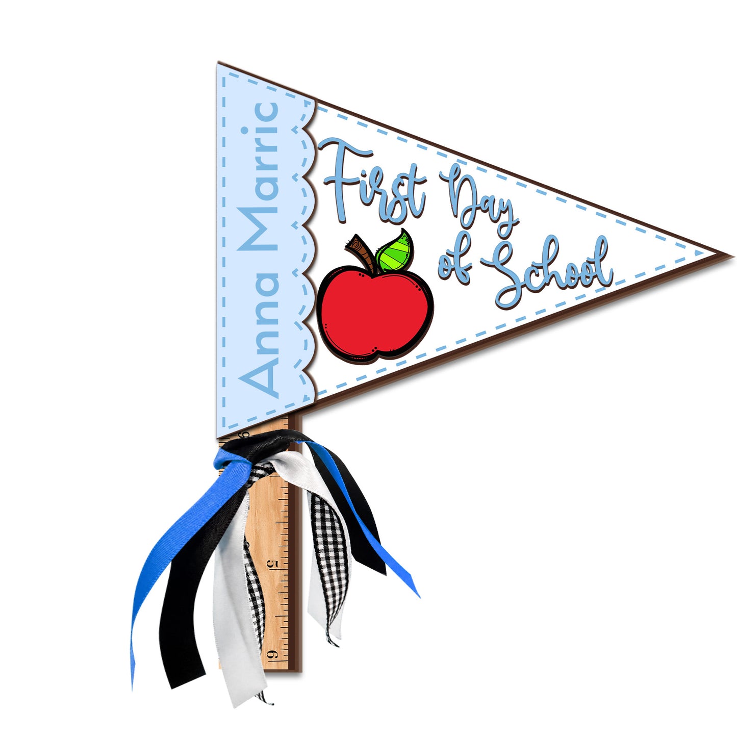 Personalized First Day of School Pennant Flag, Custom Name School Photo Prop, Back to School Keepsake 685525