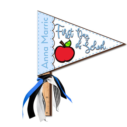 Personalized First Day of School Pennant Flag, Custom Name School Photo Prop, Back to School Keepsake 685525