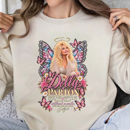 Dolly Parton Memorial Shirt, Butterfly Angel Country Music Tribute Tee, Forever in Our Hearts Shirt 686047