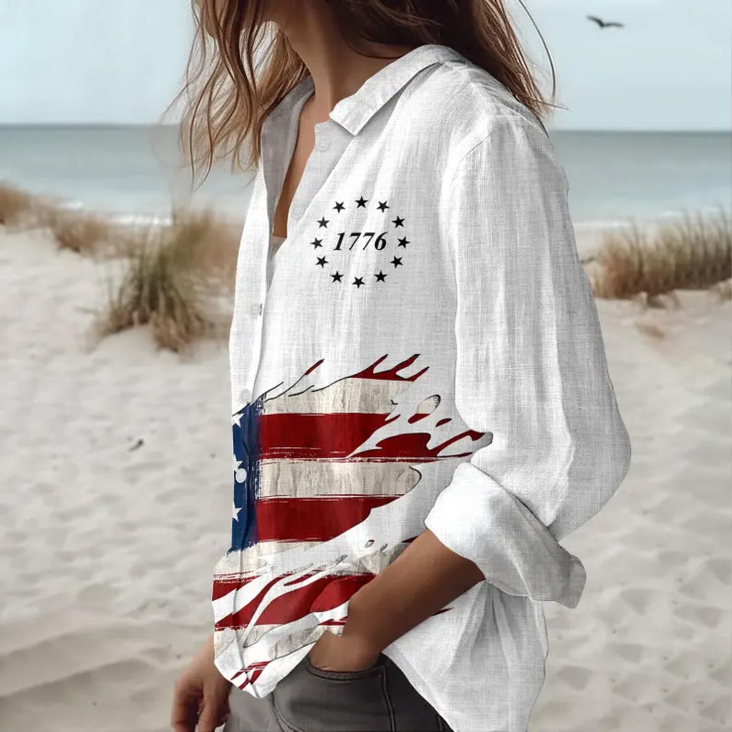 250 Years Patriotic Blouse Shirt, 1776 American Flag Women Top, USA Independence Day Shirt 685251 WFD